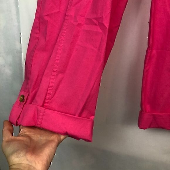 NEW NWT RAFAELLA PETITE Classic Capri Bright Hot Pink Barbie Cuffed Cotton sz 6P - Picture 6 of 7